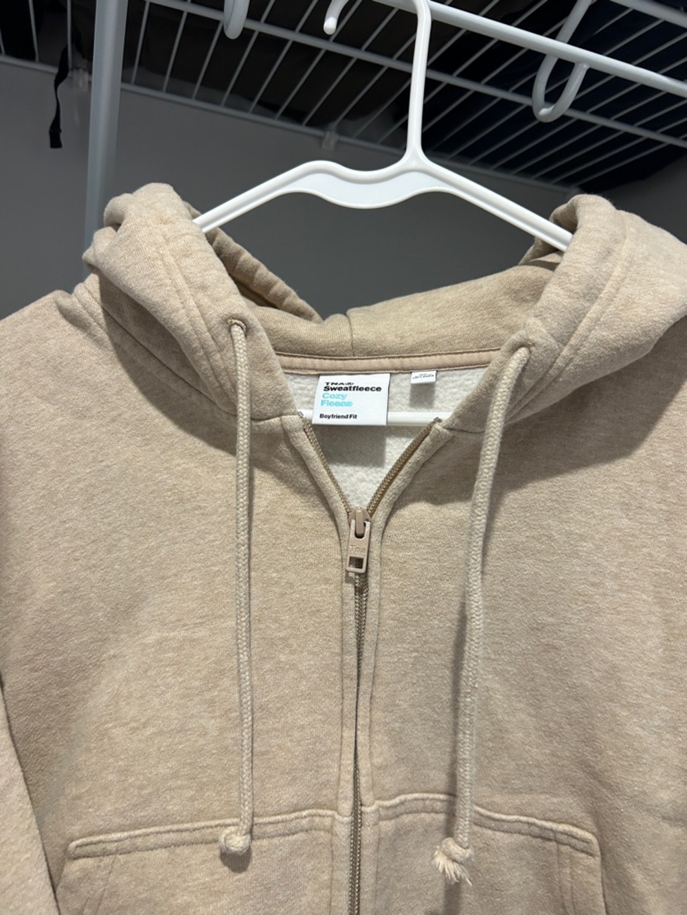 Beige TNA Zip-Up Cropped Sweatshirt - Picture 3 of 7